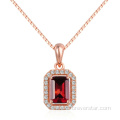 925 Sterling Silver Rose Gold Ruby Necklace Pendant